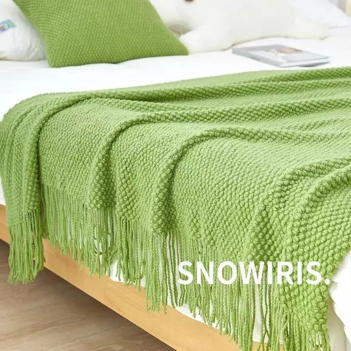 Rynx | Throws Nordic Style With Tassels Solid Color Throws Homestay Knitted Throws Brown Coffee Sofa Minimalist Design