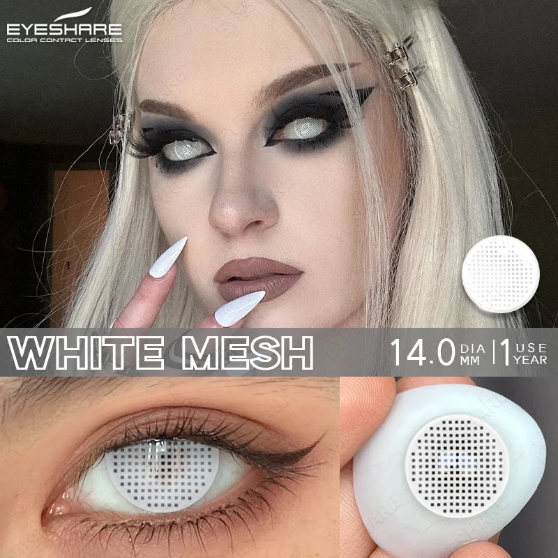 Rynx | 2pcs Halloween White Contact Lenses Anime Color Cosplay Black Lenses Crazy Red Beauty Makeup Lens Multicolor Lens
