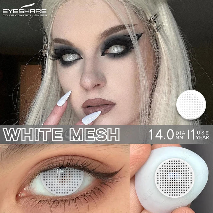 Rynx | 2pcs Halloween White Contact Lenses Anime Color Cosplay Black Lenses Crazy Red Beauty Makeup Lens Multicolor Lens