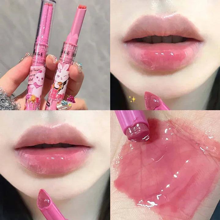 Rynx | 3PCS Heart-shaped Jelly Lipstick Pen Mirror Water Glitter Lip Lacquer Waterproof Moisturizing Lipstick Transparent Korean Makeup