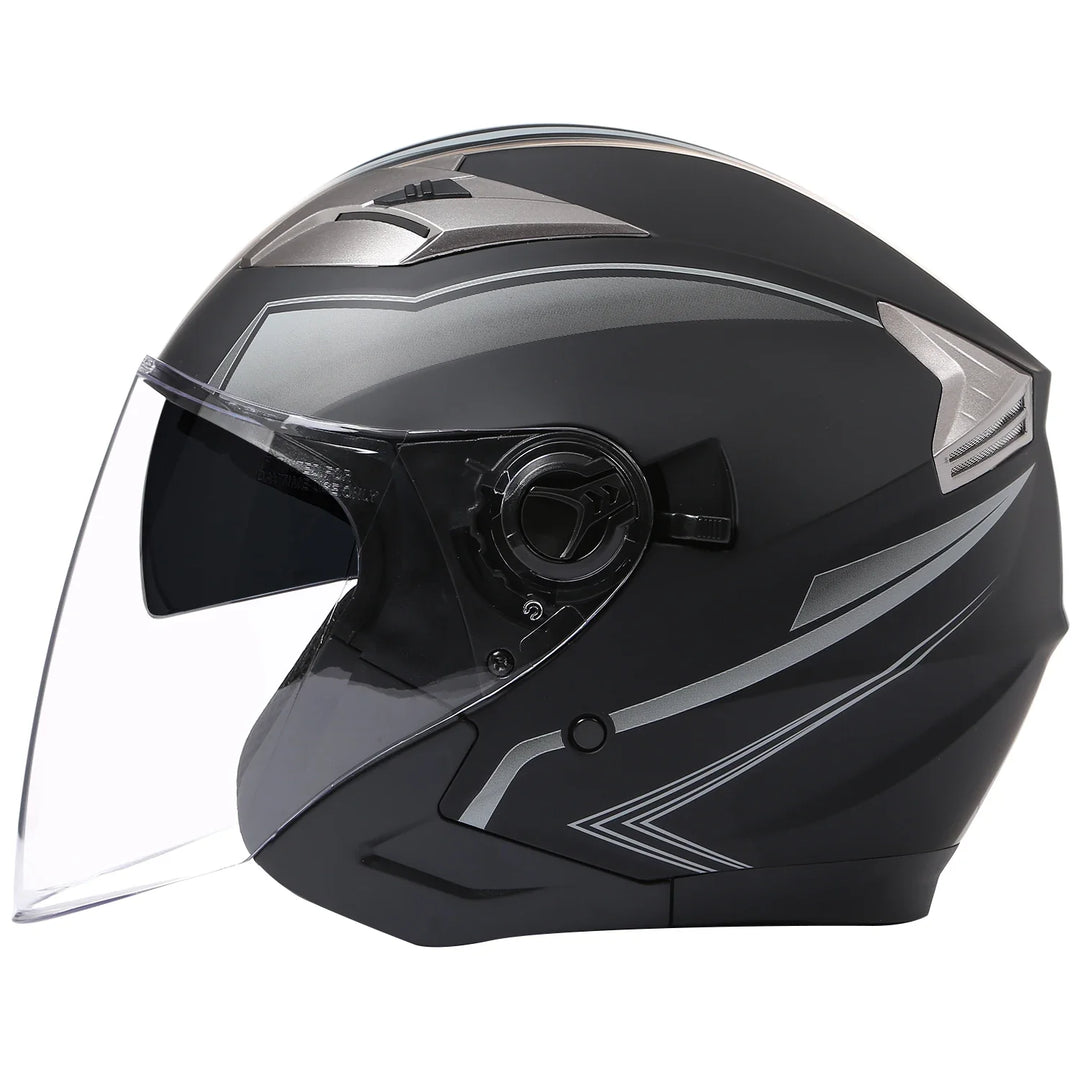 Lisslune | Half Face Motorcycle Helmet with Double Lens & DOT Safety – RoadGuard