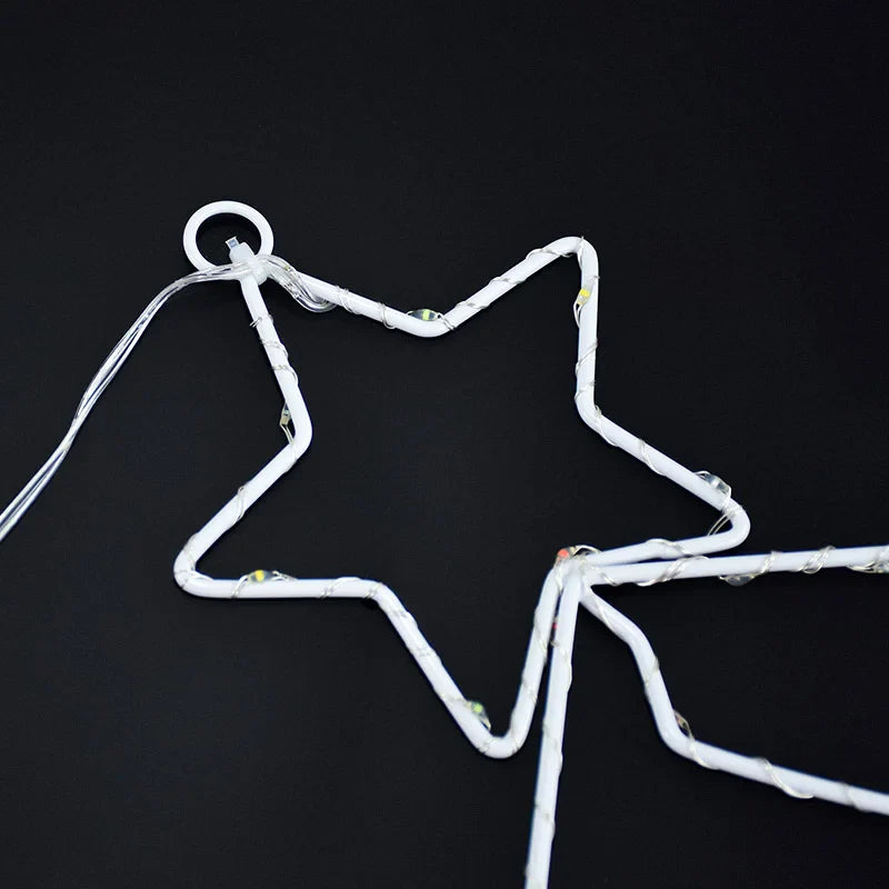 Rynx Christmas Tree Iron Frame LED Light String Window Hanging Ornament 2024 Christmas Decoration for Home 2025 New Year Party Supplies