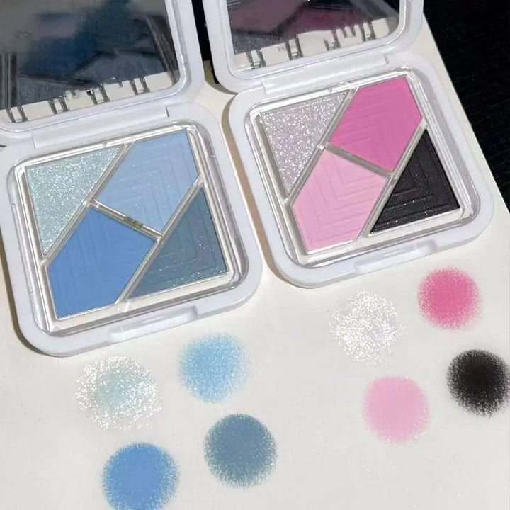 Rynx | Blue 4 Colors Eyeshadow Palette Matte Glitter Green Eyeshadow Pink Black Eyeshadow Pigments Shadows Professional Makeup Palette