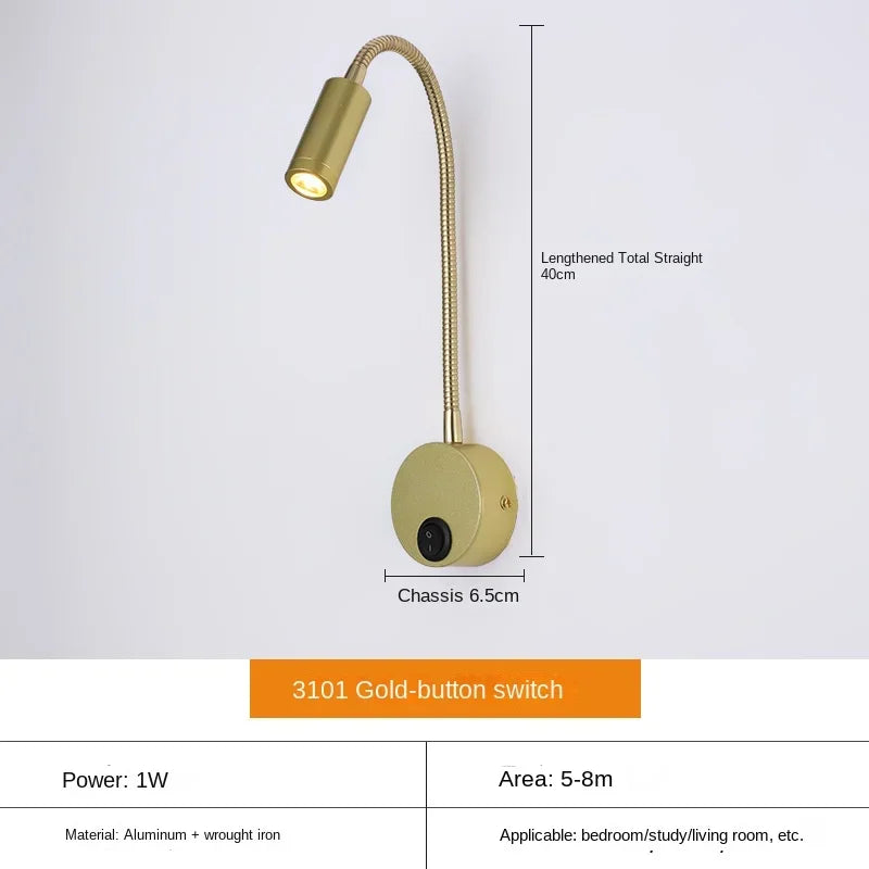 Lisslune | Versatile LED Wall Lamp: Modern, Flexible, Perfect for Reading in Bed