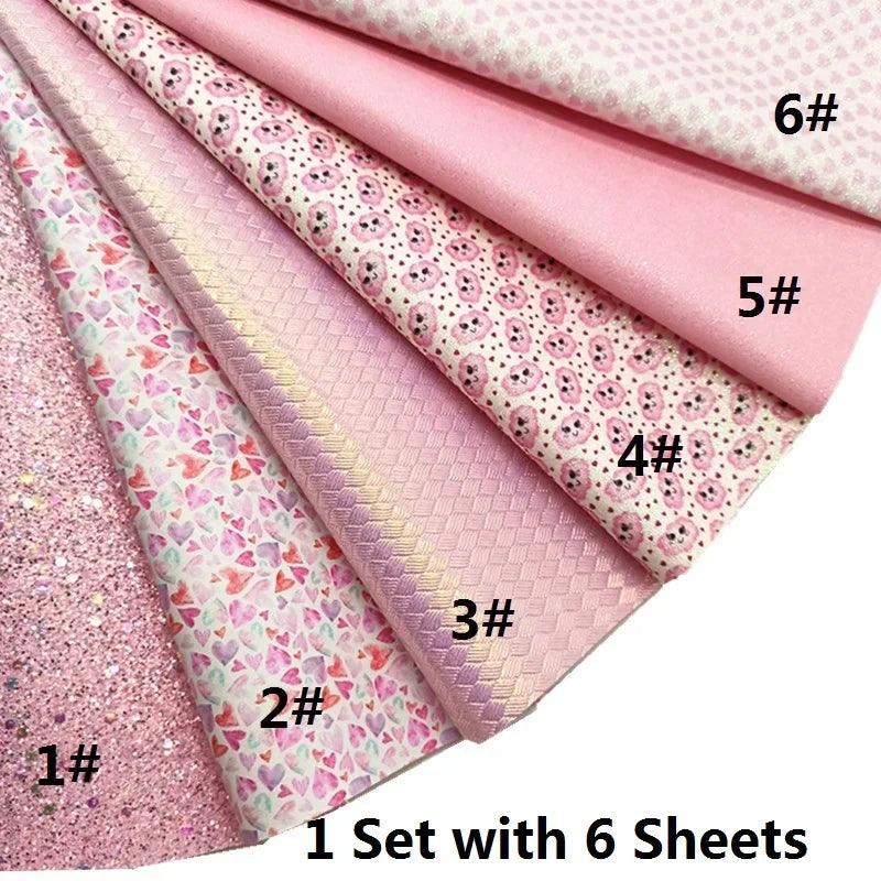 Lisslune | Sparkling Pink Heart & Cloud Synthetic Leather Crafting Sheet - Ideal for DIY Projects