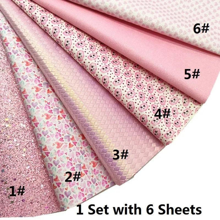 Lisslune | Sparkling Pink Heart & Cloud Synthetic Leather Crafting Sheet - Ideal for DIY Projects