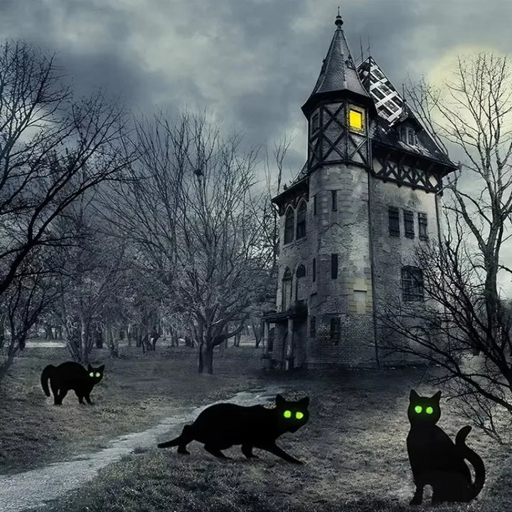 Rynx | 3 Pieces Simulation Black Cat Decoration Sign Halloween Theme Card Outdoor Garden Yard Decor Props Miniatures