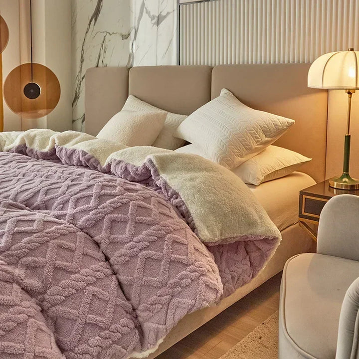 Rynx Tafu Velvet Warm Winter Bed Cover Blanket Dual Use Artificial Cashmere Duvet Cover Soft Warm Coral Fleece Comforter Cover