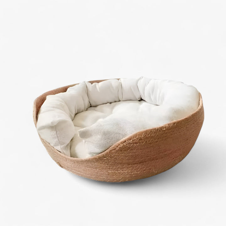 Lisslune | Handwoven Bamboo Pet Bed with Soft Cushion – Luna Nest