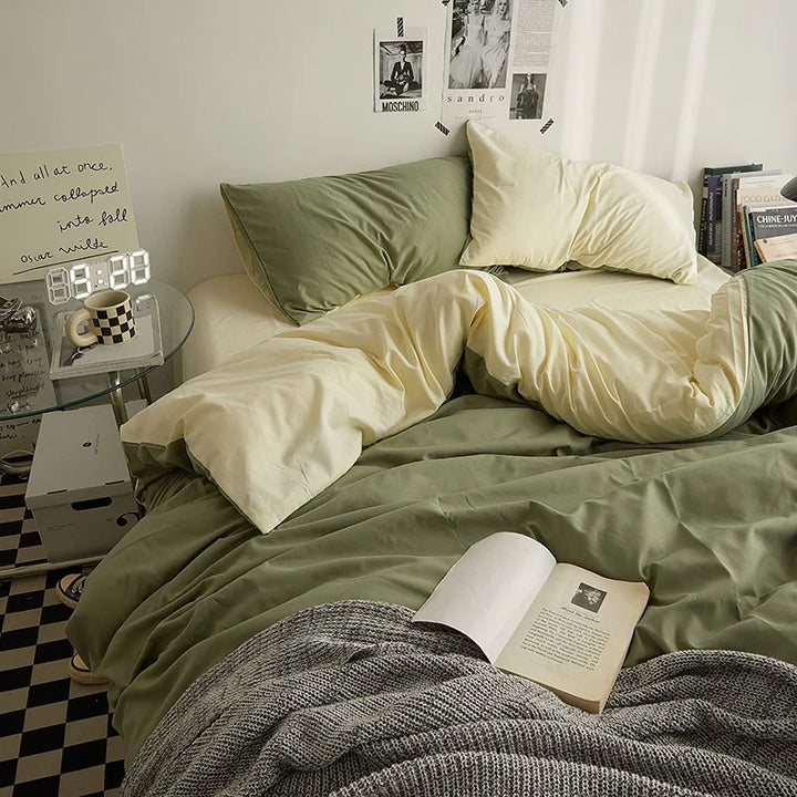 Rynx | Bedding set in double style color washed cotton bed sheet duvet cover 3-piece set bedspread set queen king size