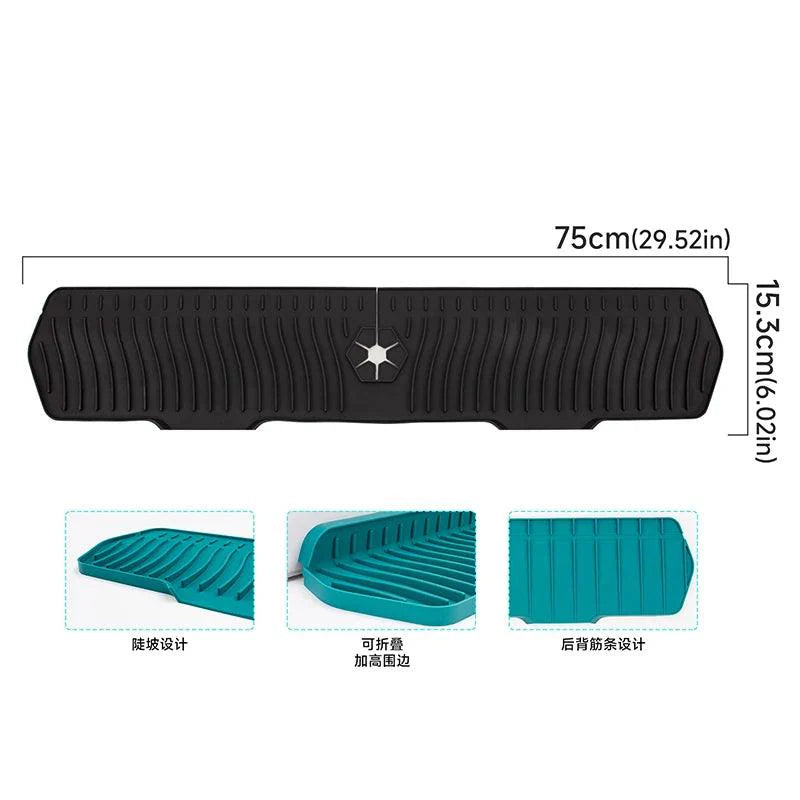 Lisslune | Versatile silicone splash mat with drip tray for kitchen and bathroom