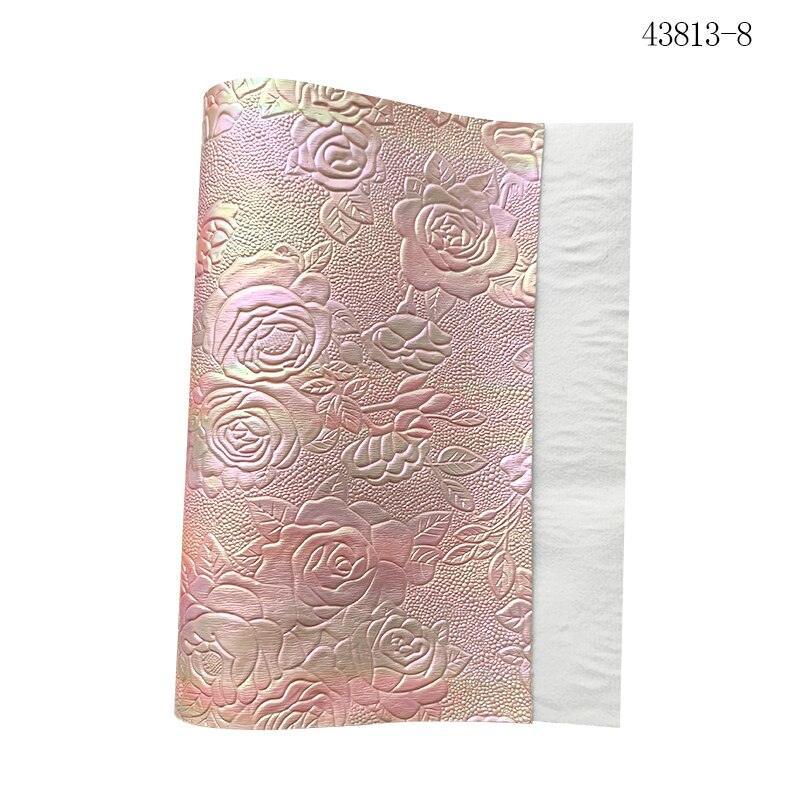 Lisslune | Elegant Rose Embossed Synthetic Leather Craft Sheets for Creative Projects