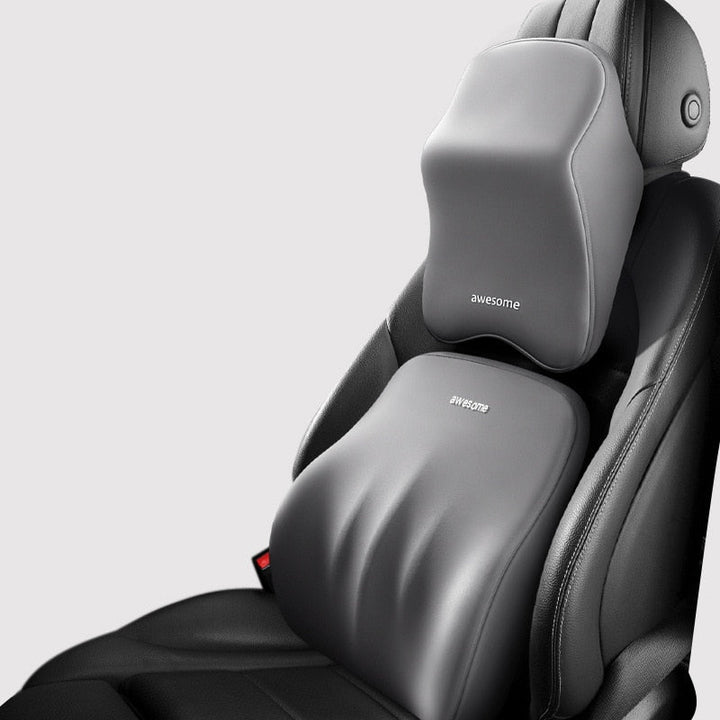 Lisslune | ErgoDrive Car Seat Support – Orthopaedic Cushion for Neck & Back Pain Relief While Driving