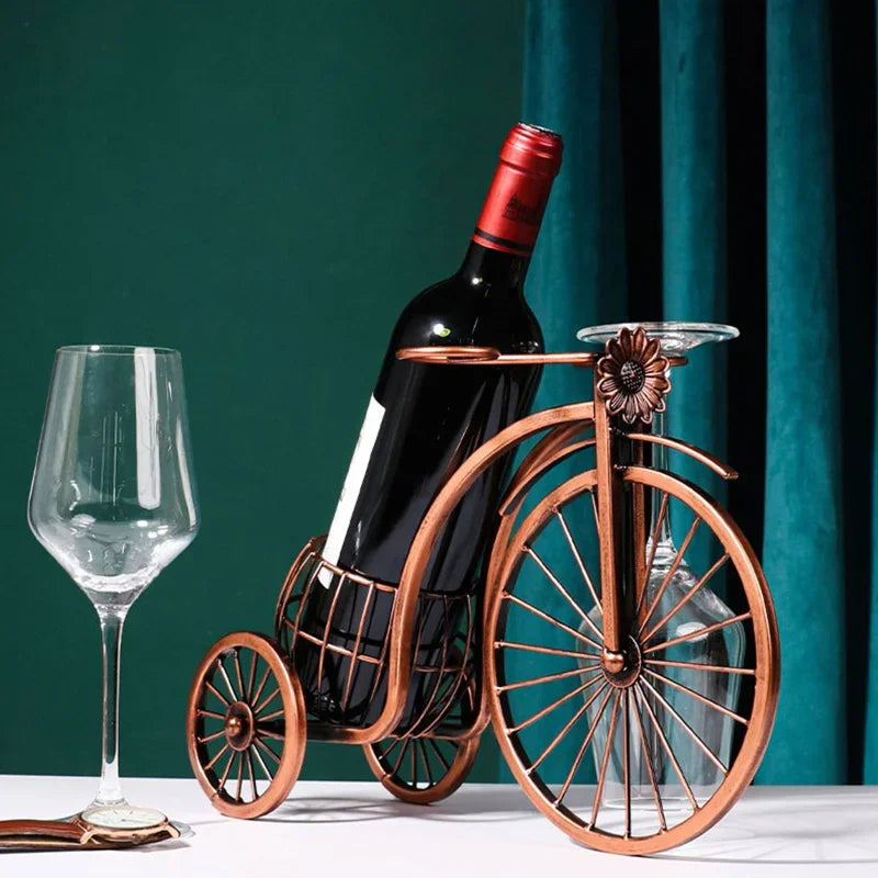 Lisslune | Pedal&Pour - Vintage Wine Rack with Glass Holders