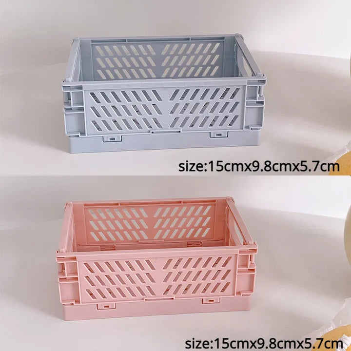 Rynx | Plastic foldable storage box folding box basket stackable cute makeup jewelry toy boxes for storage box organizer portable