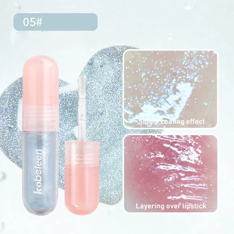 Rynx | 6 Colors Shiny Lip Balm Glitter Jelly Lip Gloss Day&Night Moisturizing High Pigmented Plumping Liquid Lip Lacquer Cosmetics