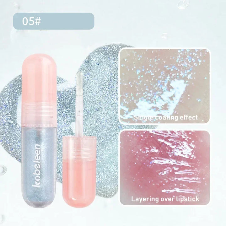 Rynx | 6 Colors Shiny Lip Balm Glitter Jelly Lip Gloss Day&Night Moisturizing High Pigmented Plumping Liquid Lip Lacquer Cosmetics