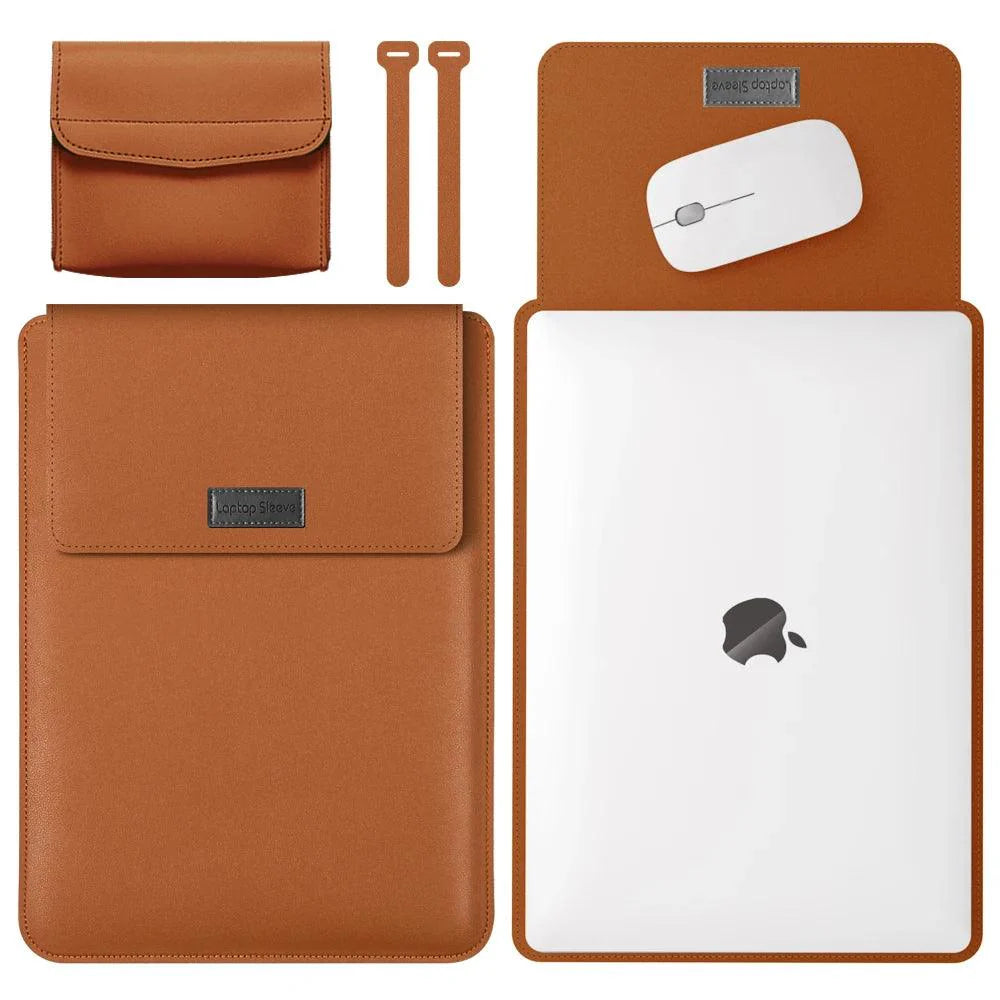 Lisslune | Elegant 13-inch PU leather MacBook Air Pro case set with medium bag & cable organizers