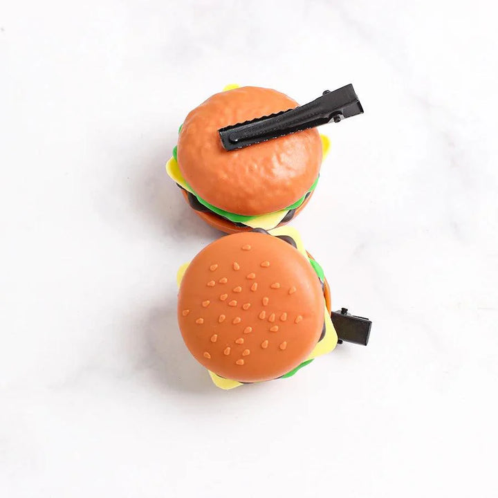 Lisslune | 5-piece DIY hairpin set with cute food theme - Cute hamburger, chips, and cookie designs for kids