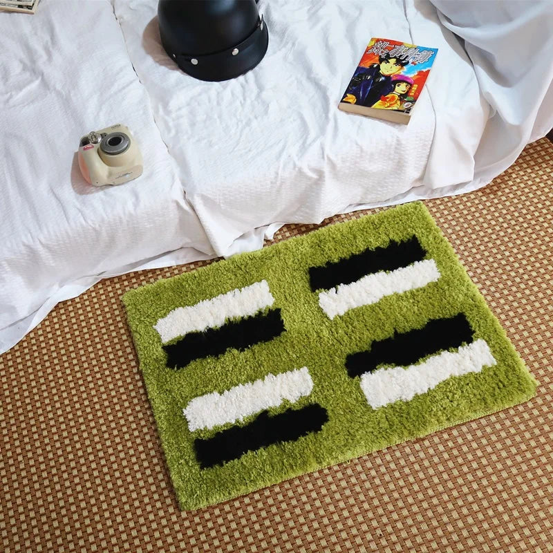 Rynx | Tufting Green Bath Mat Living Room Rug Soft Nightstand Rug Bathroom Mat Door Floor Anti-Slip Pad Aesthetic Home Decor 45x65cm