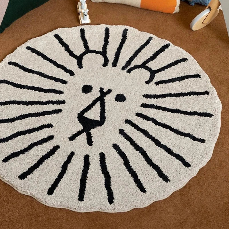 Rynx | Creative Funny Lion Living Room Large Rug Round Comfortable Soft Bedroom Nightstand Rug Non-Slip Children's Room Rugs Carpet