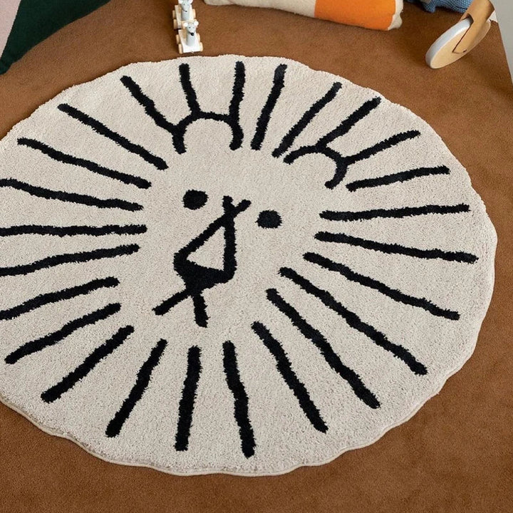 Rynx | Creative Funny Lion Living Room Large Rug Round Comfortable Soft Bedroom Nightstand Rug Non-Slip Children's Room Rugs Carpet