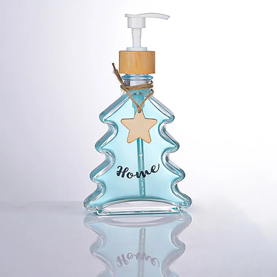 Rynx | Soap Dispenser Christmas Tree Liquid Soap Dispenser Bathroom Glass Hand Disinfectant Lotion Bottle Household Storage Accessories