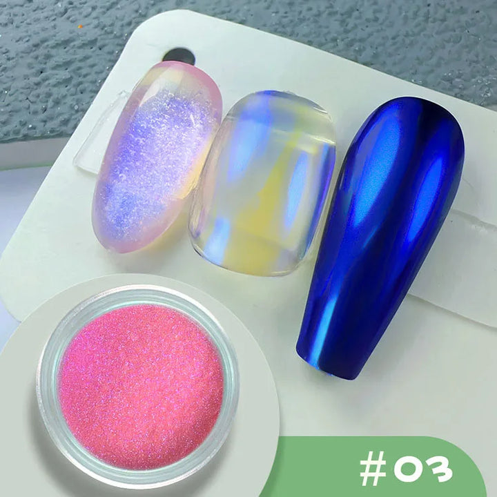 Rynx | 1jar Chrome Chameleon Aurora Nail Powder Metallic Effect Nail Glitter Pigment Mirror Nail Rubbing Dust Gel Nail Polish Accessories