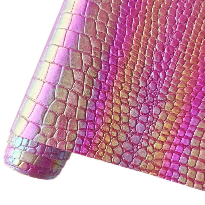 Lisslune | Luxe Iridescent Crocodile PU Leather Craft Roll for Elegant DIY Creations