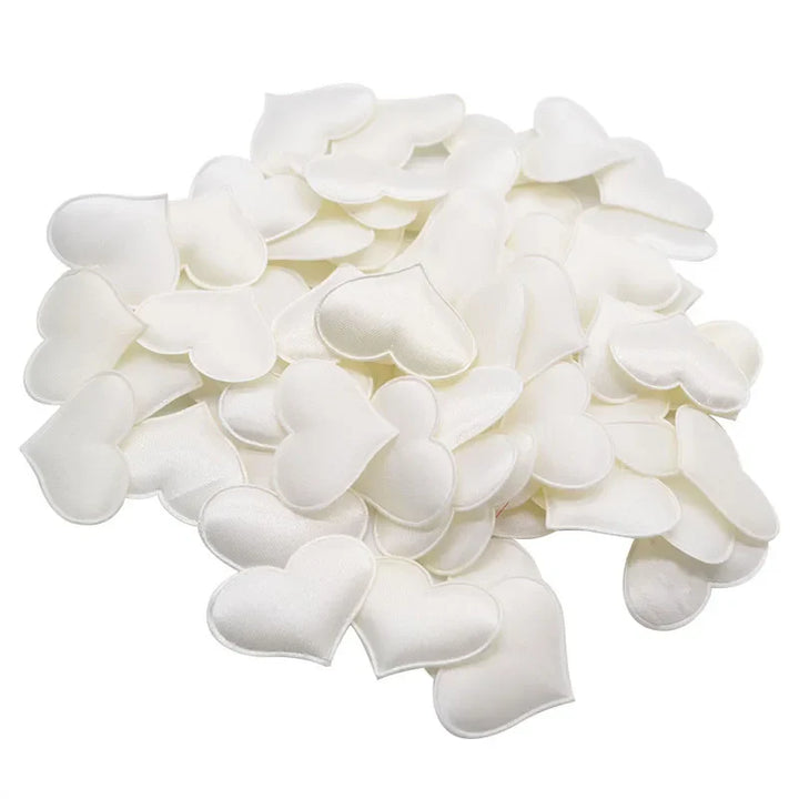 Rynx 100pcs 35mm Romantic Sponge Satin Fabric Heart Petals Wedding Confetti Table Bed Heart Petals Wedding Valentine's Day Decoration