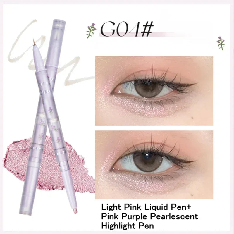 Rynx | Double Head Eyeshadow Eyeliner Silkworm Pencil Matte Pearl Glitter Eyeshadow Liner Pencil Highlighter Pencil Eye Makeup