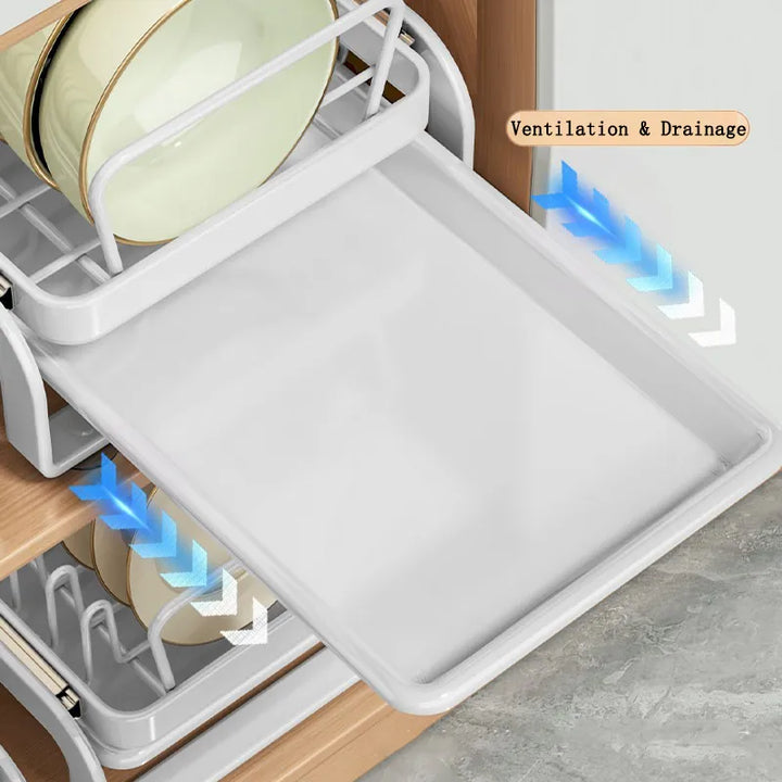 Lisslune | Kitchen Cabinet Sliding Storage Dish Rack