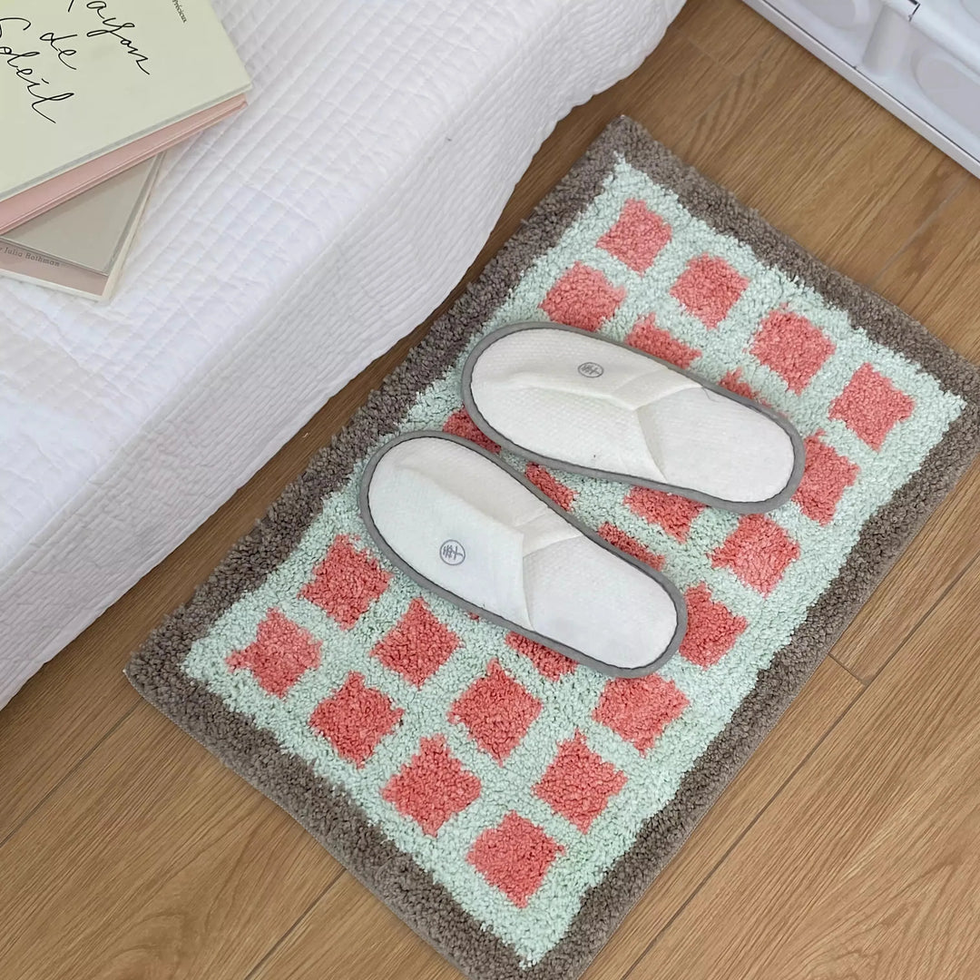 Rynx | Tufting Grids Bath Mat Bathroom Rug Bathroom Mat Rug Entrance Mat Floor Non-Slip Mat Aesthetic Home Decor 40x60cm