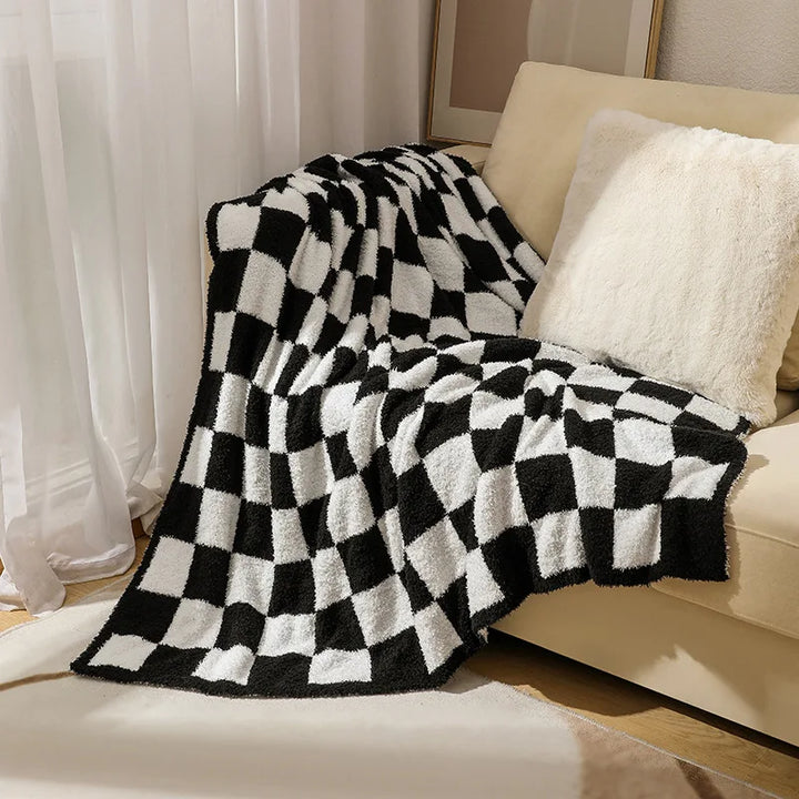 Rynx | Textile City Ins Nordic Sofa Blanket Checkerboard Fabric Velvet Throw Blanket Home Sofa Cover Knit Blanket 150x200cm