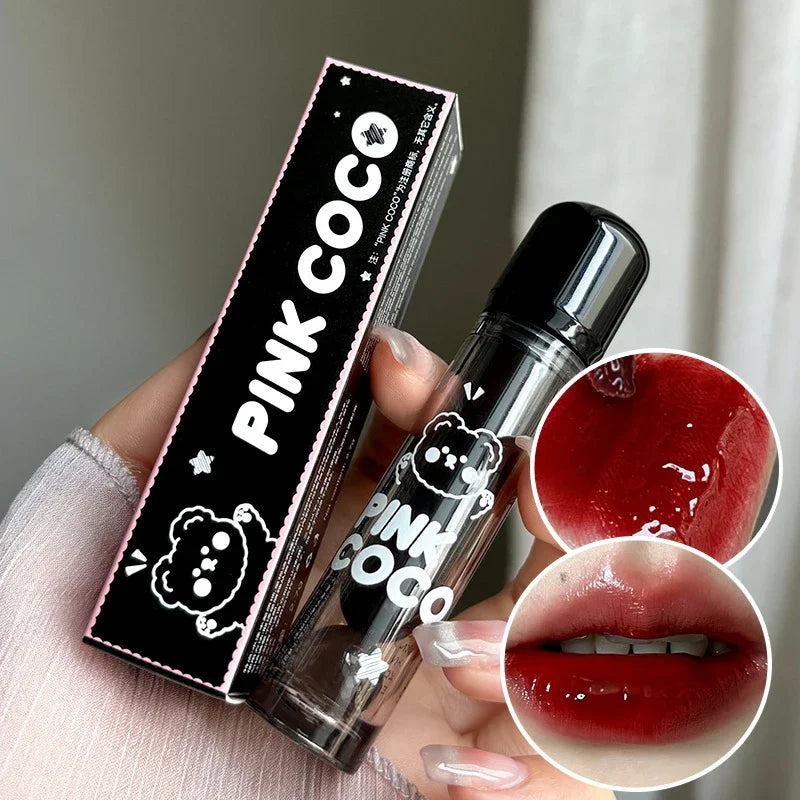 Rynx | Punk Juice Red Lip Gloss Black Mirror Glass Water Light Clear Lip Glass Waterproof Non-Sticky Liquid Lipstick Nude Lip Tint Makeup