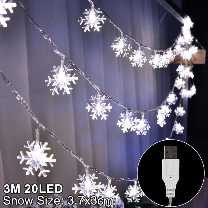Rynx Snowflake LED Light Christmas Decorations For Home Hanging Garland Christmas Tree Decor Ornament Christmas Xmas Gift New Year