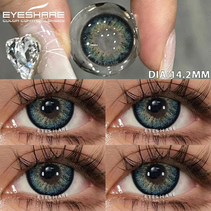 Rynx | 1 Pair colored contact lenses for eyes Black lenses Cosmetic large eye lenses Gray pupil lenses Yearly Natural eye contacts