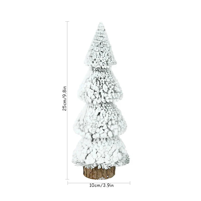 Rynx Mini Christmas Tree Ornament Snow Pine Tree Christmas Decorations for Home Desktop Xmas Navidad New Year Gift DIY Craft