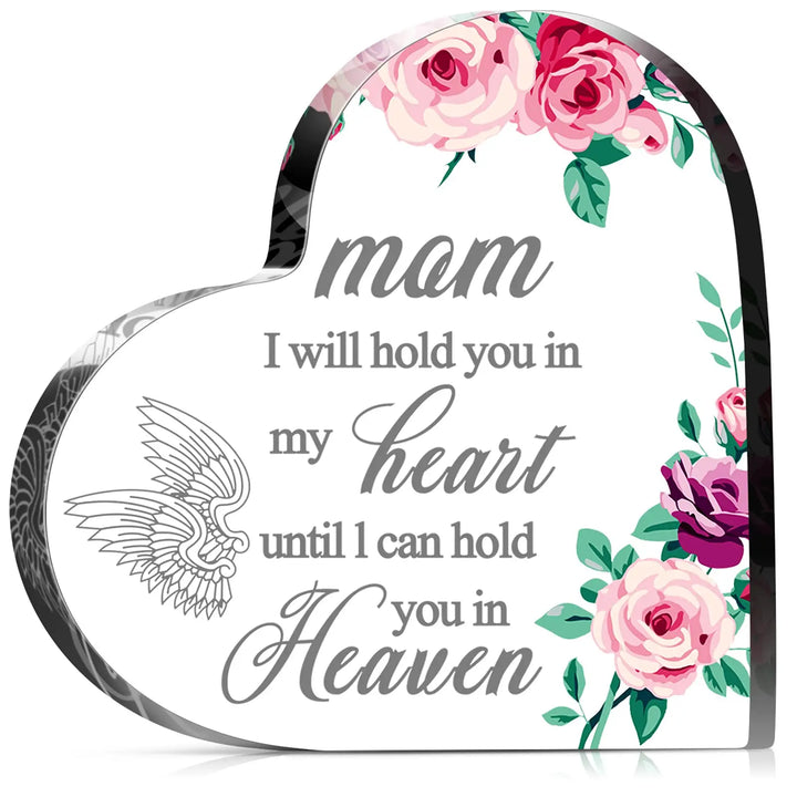 Rynx | Bird Angel Sky Print Acrylic Heart Plaque Durable Memorial Gift for Loss of Mom Dad Grandma Grandmother Table Decoration