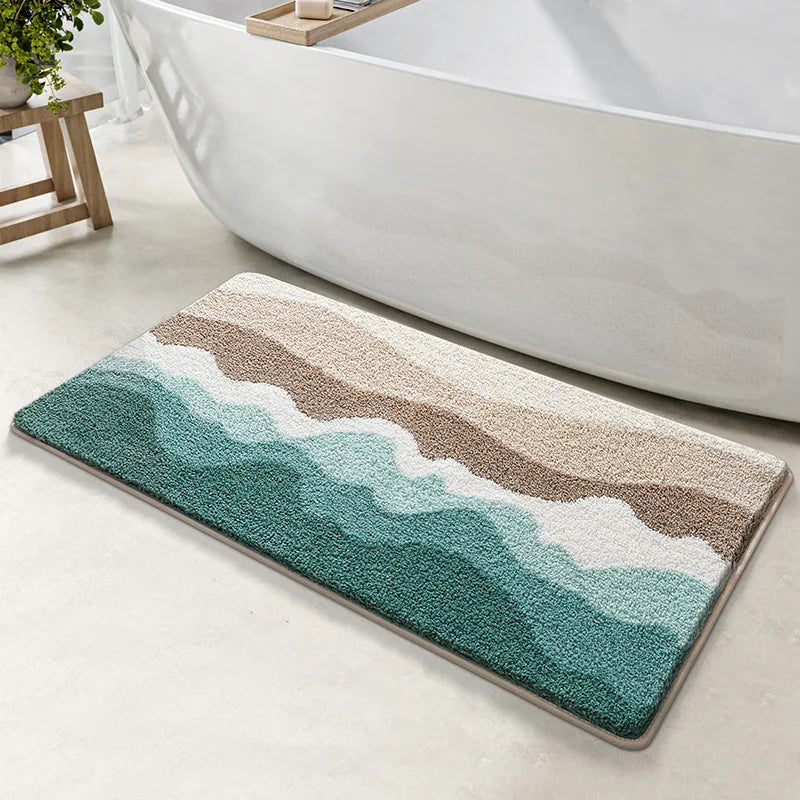 Rynx | Tufting Ocean Bathroom Mat Soft Picturesque Beach Bath Mat Bedroom Rug Living Room Rug Bedroom Floor Cushion Aesthetic Home Decor
