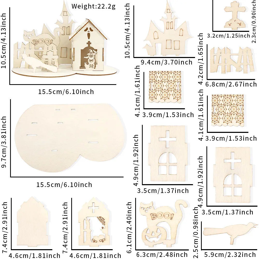Rynx | Halloween Decoration, Wood Puzzle Ornaments, Halloween Home Decor, Castle Haunted House DIY Table Decoration