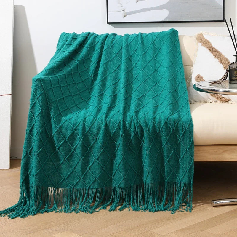 Lisslune | purple diamond knit blanket