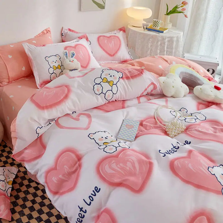 Rynx | Orange Bedding Set Girls Boys Bedding Sheet Plaid Duvet Cover No Filling 240x220 Single Double Queen King Bedding