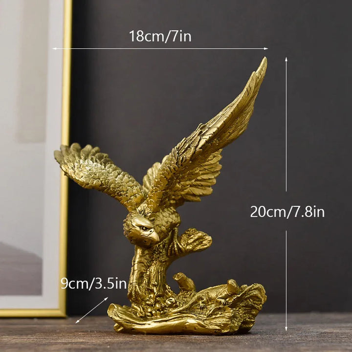 Lisslune | Resin Golden Eagle Statue Art Animal Model Collection Ornament Home Office Desk Feng Shui Decor Figures simple