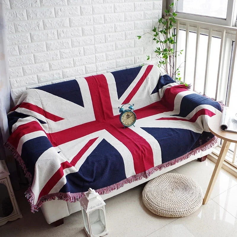 Rynx | UK USA Flag American Blanket Mat Cover Bedspread Star Sofa Cover Cotton Air Bedding Room Decor Tapestry Throw Rug United States