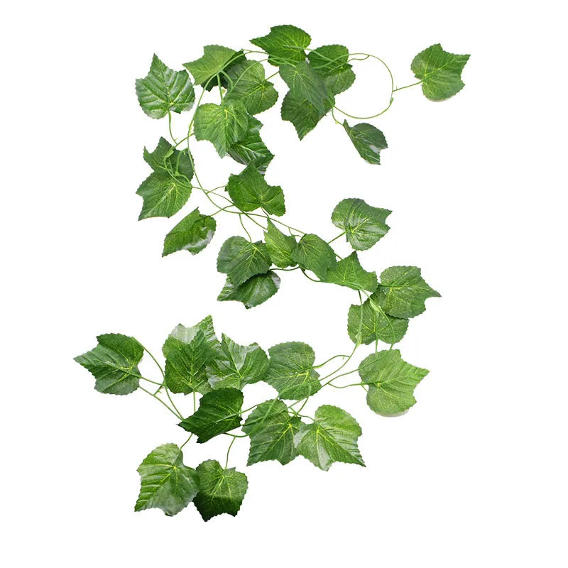 Rynx 1Pc 230cm Green Vine Silk Artificial Ivy Hanging Leaf Garland Plants Plastic Rattan String Home Wall Garden Decoration Wedding