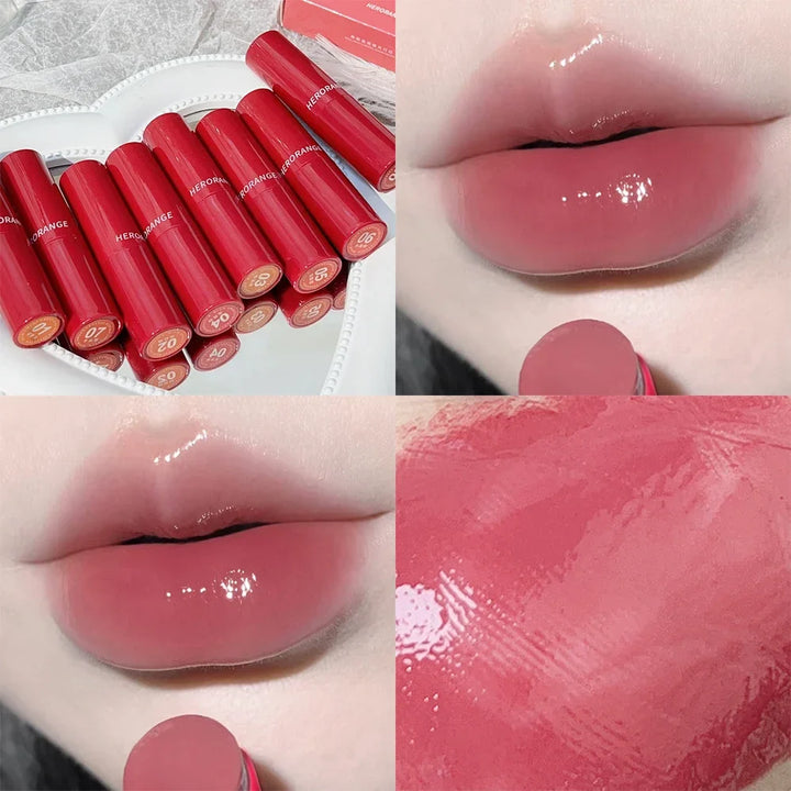 Rynx | Tinted Moisturizing Lipstick Waterproof Mirror Jelly Cherry Red Lip Lacquer Long-lasting Non-Sticky Cup Clear Solid Lip Gloss Cosmetics