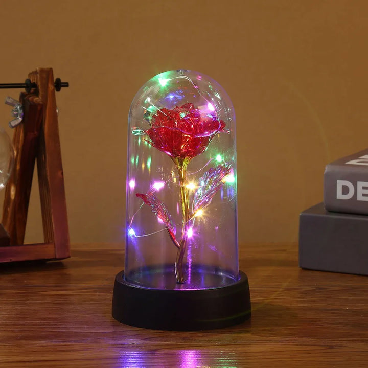 Rynx | 1pc Hot LED Enchanted Galaxy Rose Eternal Beauty Rose With Fairy Lights in Glass Dome for Valentine's Day Wedding Party Mother's Day