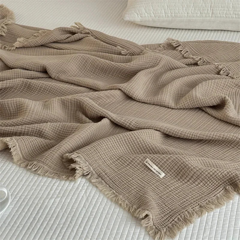 Lisslune | Solid color cotton sofa blanket