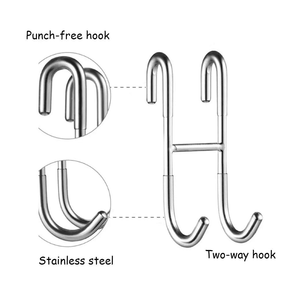 Lisslune | Stylish shower glass door hooks made of stainless steel with soft silicone grips - Pack of 2